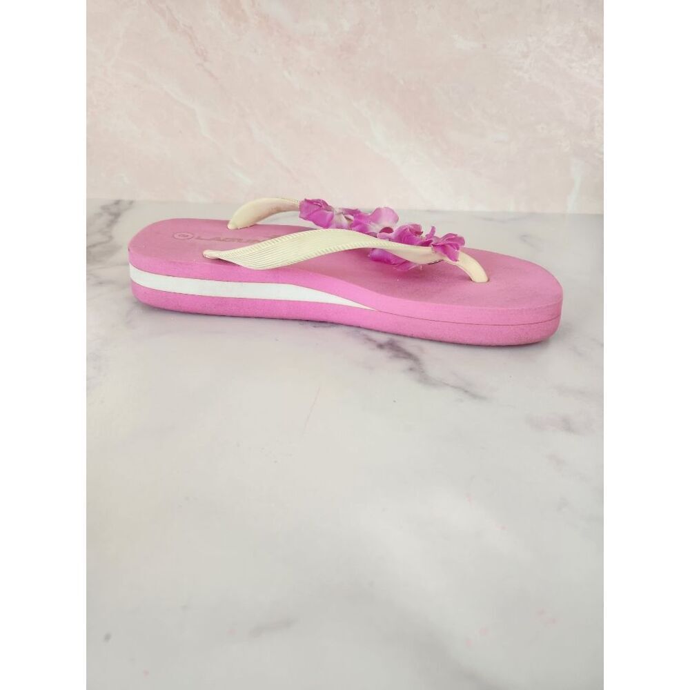 Laguna womens size 8 Y2K chunky sandal bubblegum pink floral flip flop thong foa